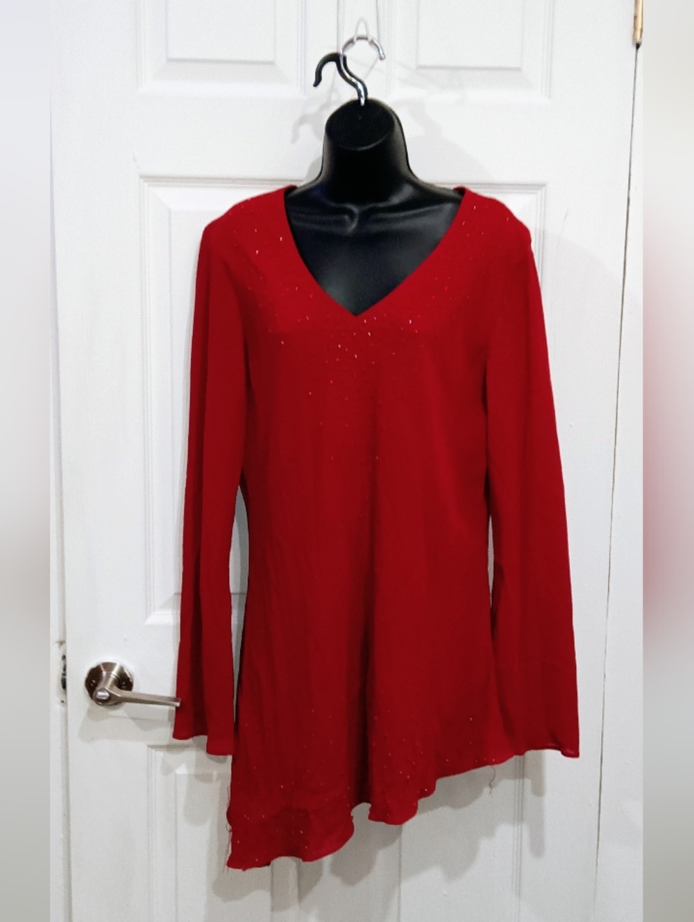 Dawn Joy Evening Burgundy V-Neck Dress Top